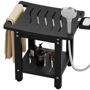 Waterproof Shower Chair for Adults/Elderly – Shelf & Handle, 400 LBS