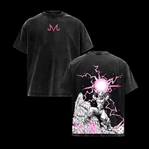 valentine shirts Majin Buu DBZ Vintage Washed Oversized T-Shirt – Anime Graphic Tee, Retro Anime Streetwear, Heavyweight Cotton Top for Fans