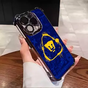 Mexican Pumas UNAM football club cougar pattern Suitable for Aesthetic Electroplated TPU Casing For iphone 17 16 15 14 13 12 11 X XS PRO PLUS MAX AIR Four Corners Anti-Fall Transparent Casual Soft Silicone Phone Cases Perfect Gift for Men's L1735