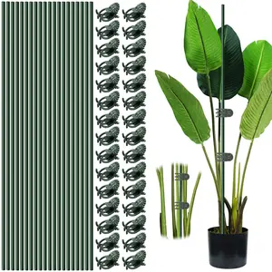 Plant Stakes with Clips, Bendable Orchid Stakes and Clips Set Support Tall for Indoor/Outdoor Plants,Potted Plants,Single Stem Vines Flower Plant Support Sticks for Orchid Rose Peony