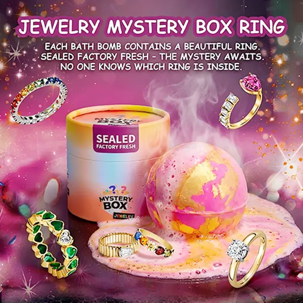 FINEFEY Mystery Box - Exquisite Vintage, Unique, Fashion Rings & Gold Ring Set, Fun Bubble Bomb, Mystery Jar Jewelry Surprise Gift for Women, Gold Plated Ring, Elegant Fashion Rings Jewelsring