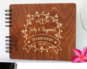 Wedding Anniversary Guestbook Personalized Wooden Guest Book Made in USA  50th Anniversary 60th Anniversary 25th 20th 5th 30th Gift