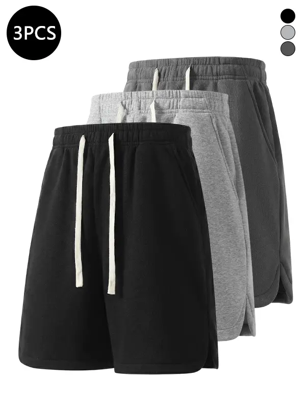 3-pack men’s shorts for summer: loose straight mid-thigh shorts suitable for sports/fitness, home leisure, and everyday outings—versatile men’s shorts.
