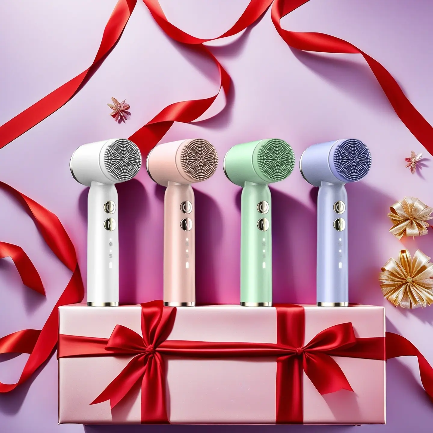 6-In-1 Electric Face Cleansing Brush Set, USB Rechargeable Waterproof Facial Scrubber with LED Display, Facial Cleansing Instrument, Ideal Gift for Home & Travel Use