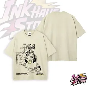 Josuke Higashikata T-Shirt And His Stand “soft & Wet” Jojolion (Jojo's Bizarre Adventure Part 8 The Gospel Of Jojo) -- S Breathable Cotton Tee