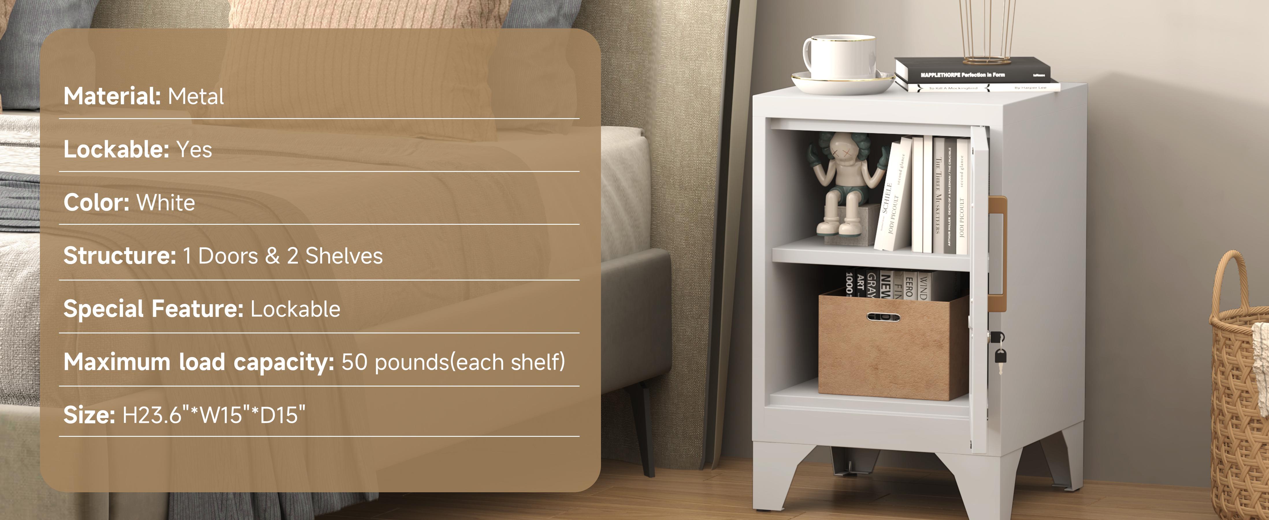 LONGLINK Lockable All Steel Storage Cabinet 23.6" - Adjustable Storage Cabinets, Compact Space-Saving, Configurable, Easy-Install, Detachable Legs, Adjustable Shelf, Vintage Handle, 50lbs Per Shelf, Non-Woven Fabric Cover Drawers, All Steel Cabinets