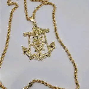 ANCHOR WITH CHRIST on the cross rope chain gold-plated 24"inches
