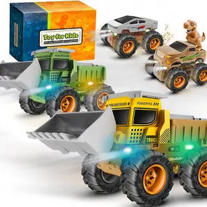 2Pack Monster Truck Toy - Toy Truck with Flashing LED Wheels - Light-Up Cars Pull Back Vehicles Cars,Push and Go Toys Truck Playset Gift .Uses 2AAA Batterys (Not Included Battery)
