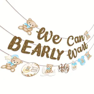 We Can Bearly Wait Banners, Bear Babyshower Banner, Teddy Bear Baby Shower Decorations, Bear Birthday Party Supplies
