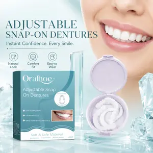 Instant Custom-Fit Silicone Denture Veneer Set - Snap-On Cosmetic Teeth Cover with Moldable Gel, Reusable Fake Teeth Kit for Brighter Smile & Confidence Boost