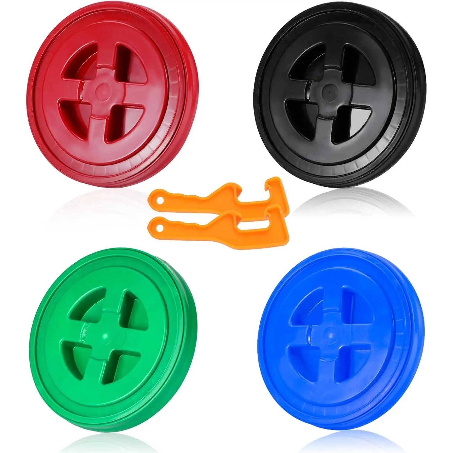 4 count 5 Gallon Bucket Lid with Bucket Lid Opener,Plastic Storage Bucket Leak-Proof Screw Seal Lids,Pet Food Storage Container Lid for Home Paint Storage Buckets