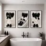 B&w Modern Look 3-Piece Artistic Framed Print Wall Decor Set, Bathroom & Home Decor Supplies