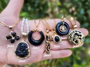 Gold Filled Black Jade Necklace with 2-inch Extender  Jewelry for Adults