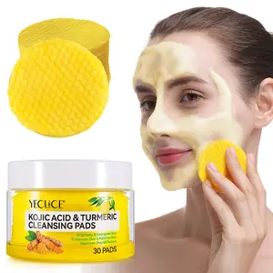 YECUCE KOJIC ACID & TURMERIC CLEANSING PADS,30pads, turmeric and khadir acid facial mask, gentle and non-irritating, suitable for all skin types, convenient for travel and business trips, Skin Care