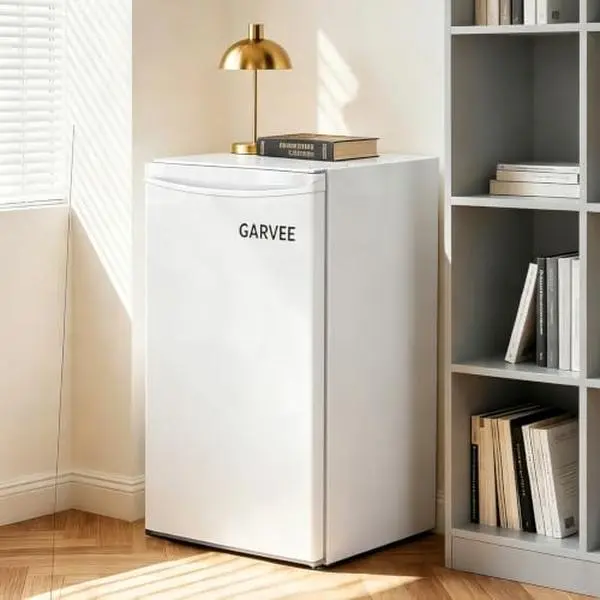 GARVEE 4.5 Cu.Ft Compact Refrigerator Mini Fridge Single Door White 4.5 Cubic Feet Capacity | Single Door Design | Compact Size | US Standard | Silver Finish