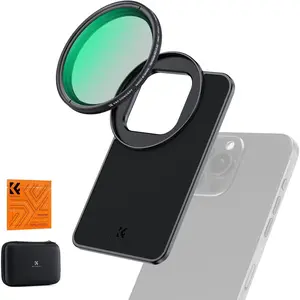 K&F CONCEPT 6.7in Magnetic Lens Filter Mount Adapter with 67mm Adjustable Variable ND2-32 Filter, L-Shaped Pad, Smartphone Accessories for iPhone 16/15/14/13/12 Pro Max, 16/15/14 Plus (Pro Max Fits)