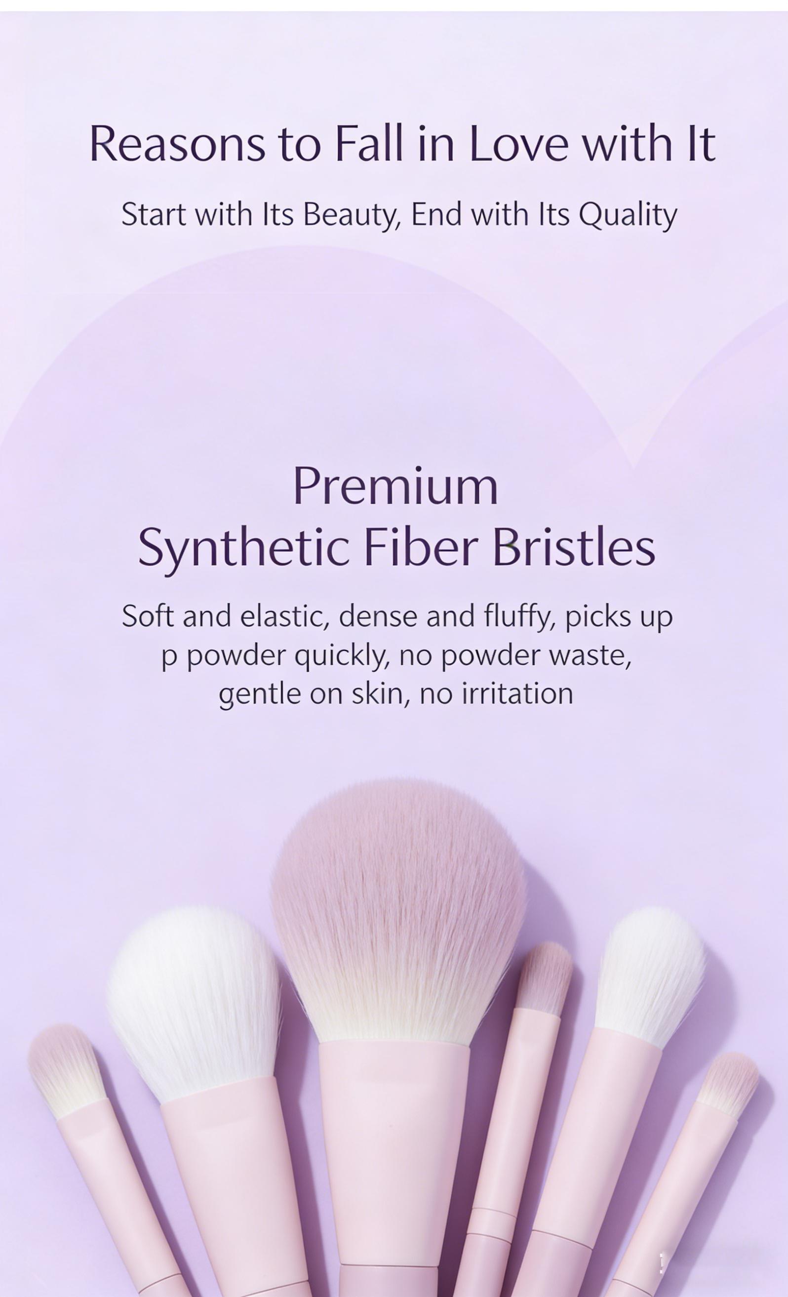 New Stella Purple 10Pcs Makeup Brush Set, Soft Nylon Bristles for Eyeliner & Nose Contour, Cute Lavender Beginner Brush Kit with Bag