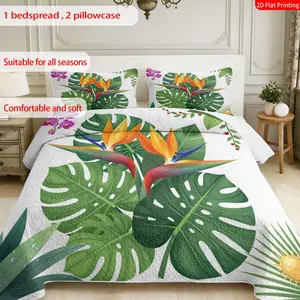 Transform your bedroom with this tropical paradise bedding set! 🌿 3-piece set (1 bedspread + 2 pillowcases), all sizes available, soft tropical bedspread, a summer bedroom essential.