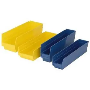 Quantum Storage Systems Red Plastic Rectangle Hopper Bin Shelf Organiser - 11-1/8" W x 17-7/8" D x 6" H Polypropylene Box, 50 Lb Capacity QSB210RD