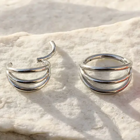 316L Stainless Steel Three-Layer Seamless Nose Ring, Nose Rings Hoops, Body Jewelry, Body Piercings, Unisex Closure Design, Ideal for Daily Wear, Parties, and Vacations, Septum Piercing, Septum Clicker