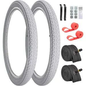 2 Pack 26x2.125 Beach Cruiser Tires Tubes Multi Color with AV32MM Valves Full Accessories