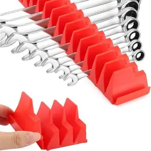 40/80pcs Red Magnetic Modular Wrench Organizers for Tool Drawers, Wrench Holders with Metric & SAE Labels, Perfect Tool Storage Holder