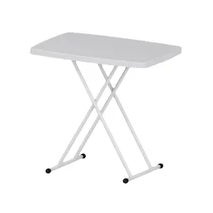 Folding Table, Plastic Personal Foldable Tables, Adjustable Rectangular Dining Table, Simple Bedside Square Table, for Party, Dining, Events, Picnic Indoor, Outdoor, Camping, 76 * 50Cm