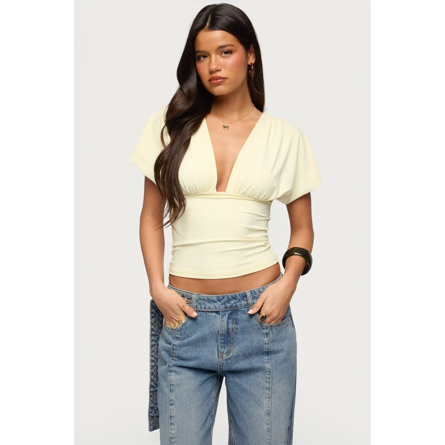 Flutter Plunging V Neck Top Flutter Plunging V Neck Top