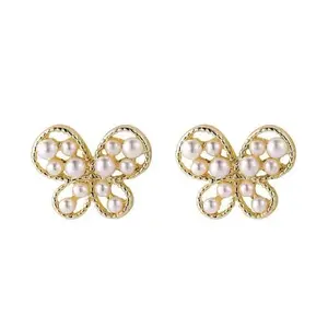 FlashyStudioNYC Butterfly earrings, butterfly stud earrings, gold butterfly studs earrings, gold butterfly, animal earrings, symbolic earrings, dainty stud, tiny insect studs, dainty insect studs, butterfly lovers gift spring summer earrings Female Casual