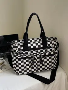 Fashion Versatile Plaid Colorblock Multi-Pocket Handbag, Women's Shoulder Casual Crossbody Bag, Stylish and Practical Daily Use