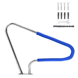 Pool Rail 48"x 36", 304 Stainless Steel 370LBS Load Capacity, Silver Rustproof Pool Handrail for Swimming Pool with Grip Cover & Accessories