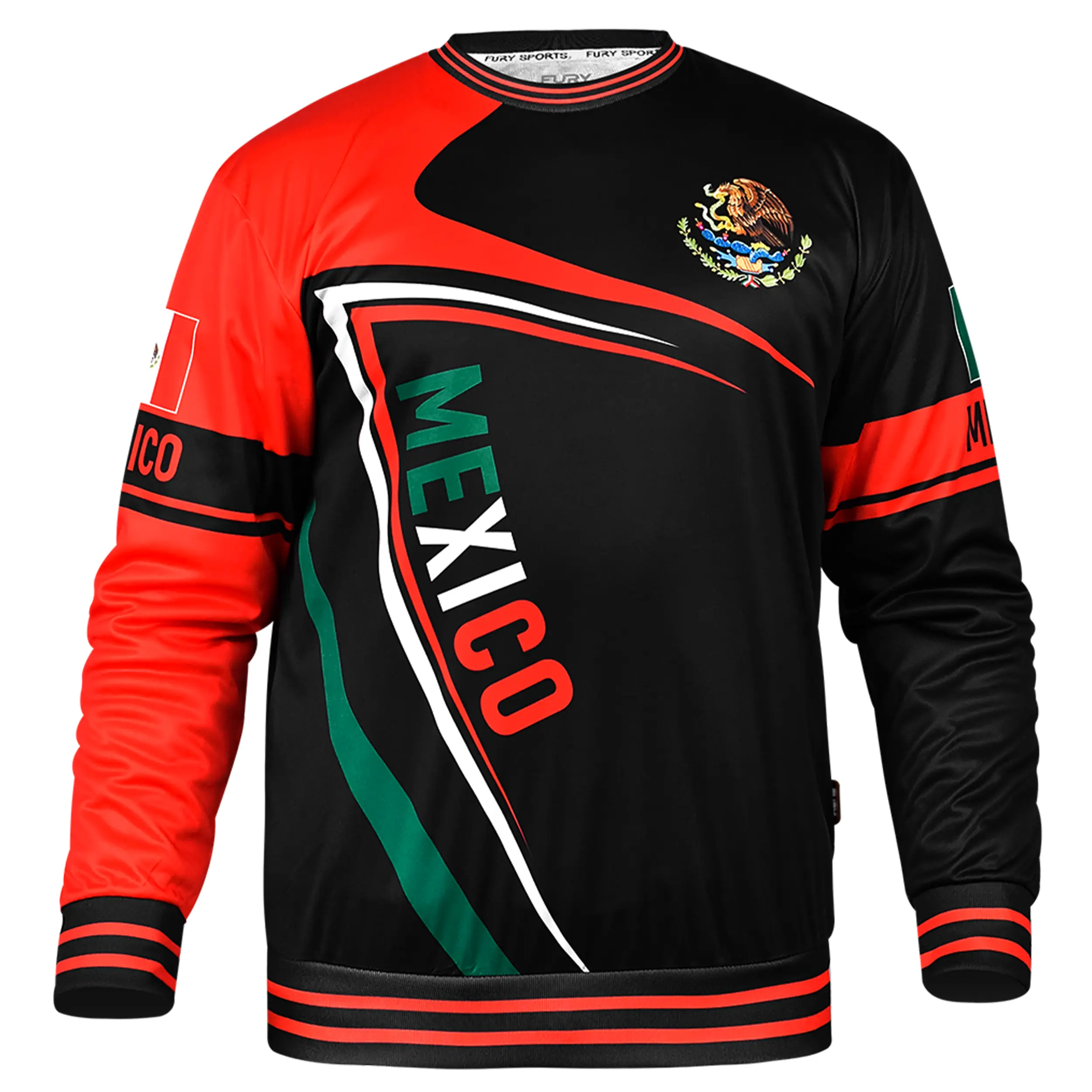 Fury Mexico Long Sleeve Shirt for Sports & Fashion for Men, Women, Unisex lightweight all weather Breathable Classic Fabric Tops mexicojerseys shirtslatinas mexican jersey camisa de