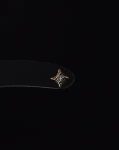 14K Crystal Star Stud