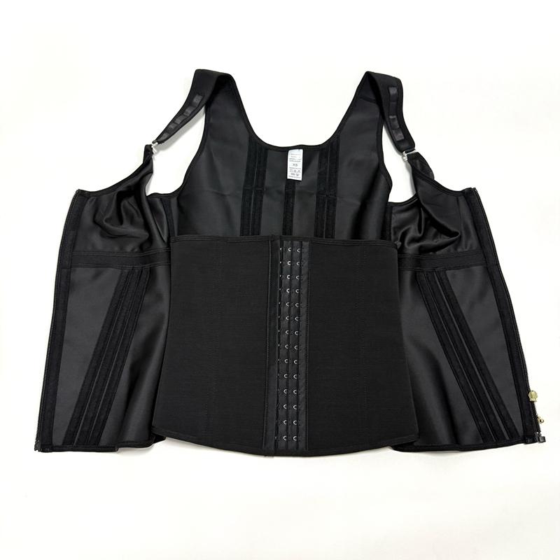 Shapewear Women Colombian Fajas Waist Trainer Tummy Control Vest Body Shaper 17 Steel Bones 3-Row Hooks Zipper Adjustable Strap