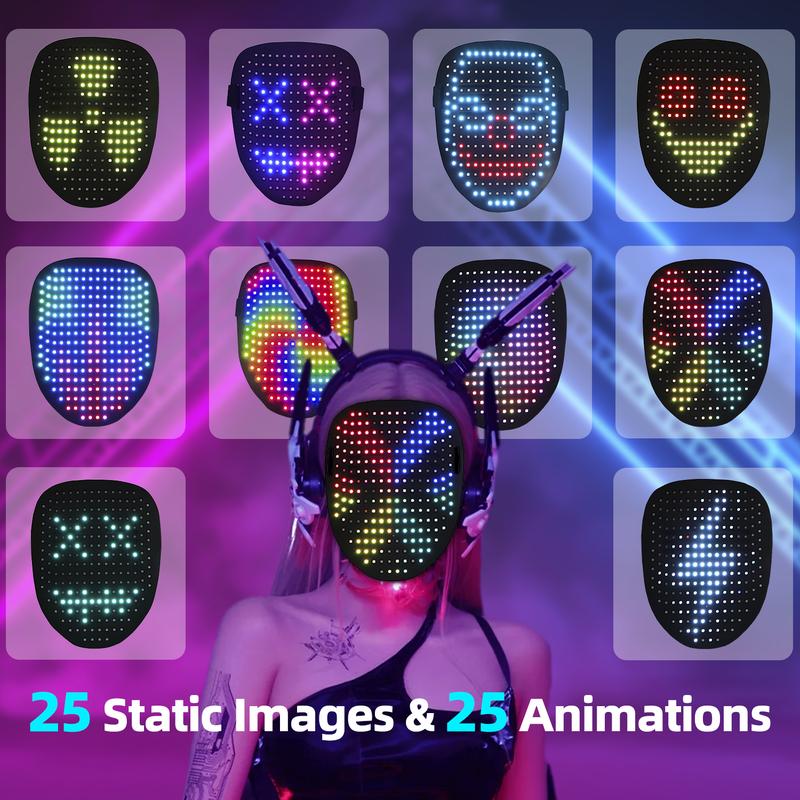LED Mask, Light Up Mask with Gesture Sensing, Unisex LED Halloween , Christmas Mask with 50 Patterns Glow, Costume Cosplay Party Masquerade ｜ Halloween Gift ｜