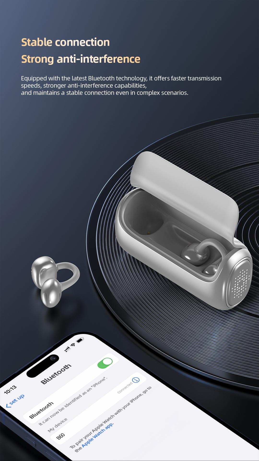 ISKU Clip-On Open Ear Bluetooth Earbuds, Wireless Ear Clip Headphones with Charging Case, Comfortable Secure Fit, Clear Calls, Long Battery Life, Sweat Resistant for Sports, Work, Travel ISKU Clip-On Open Ear Bluetooth Earbuds, Wireless Ear Clip Headphones with Charging Case, Comfortable Secure Fit, Clear Calls, Long Battery Life, Sweat Resistant for Sports, Work, Travel