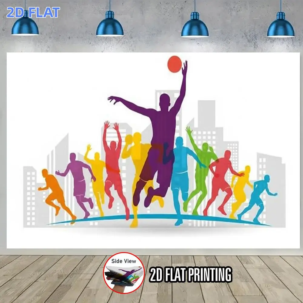 2D Flat Banner 1pc, Dynamic Sport Silhouettes in City Print Background | Polyester Photography Backdrop Banner, Versatile Indoor & Outdoor Decor for Patio, Home, Celebrations and Home Decor Wall Design
