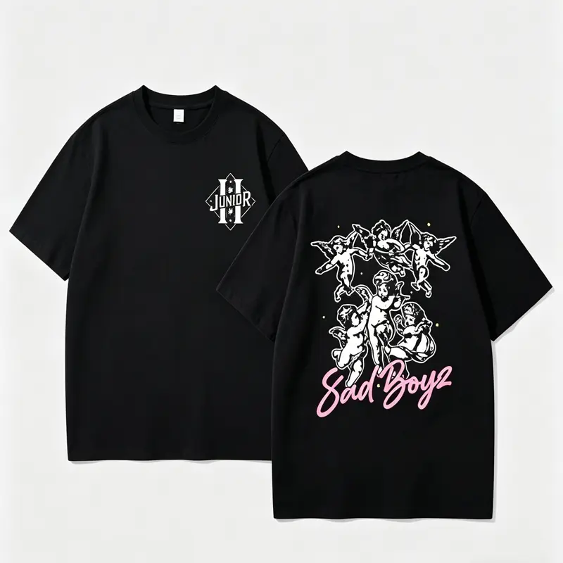 Sad Boyz Junior H Graphic Polyester T-Shirt - Unisex Round Neck Short-Sleeve Casual Pullover, Sports & Outdoor Daily Wear Soft Streetwear Tops