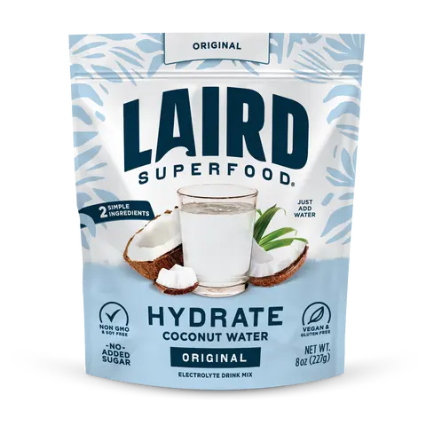 Laird Superfood HYDRATE Coconut Water Powder Drink Supplement with Coconut Water and Aquamin, All Natural, No Added Sugars, Gluten-Free, Non-GMO, Vegan, 8oz Healthy