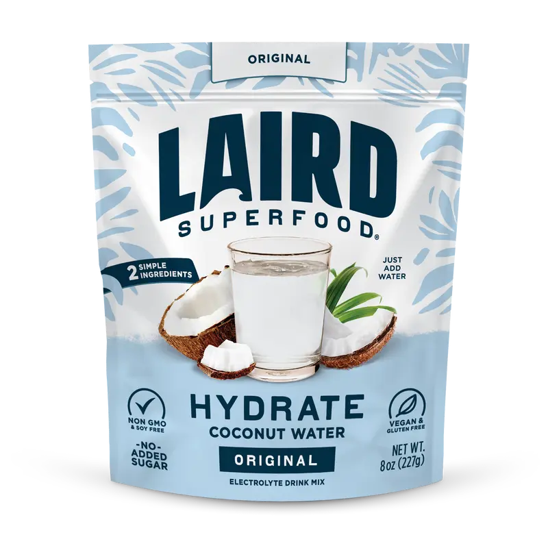 Laird Superfood HYDRATE Coconut Water Powder Drink Supplement with Coconut Water and Aquamin, All Natural, No Added Sugars, Gluten-Free, Non-GMO, Vegan, 8oz Healthy