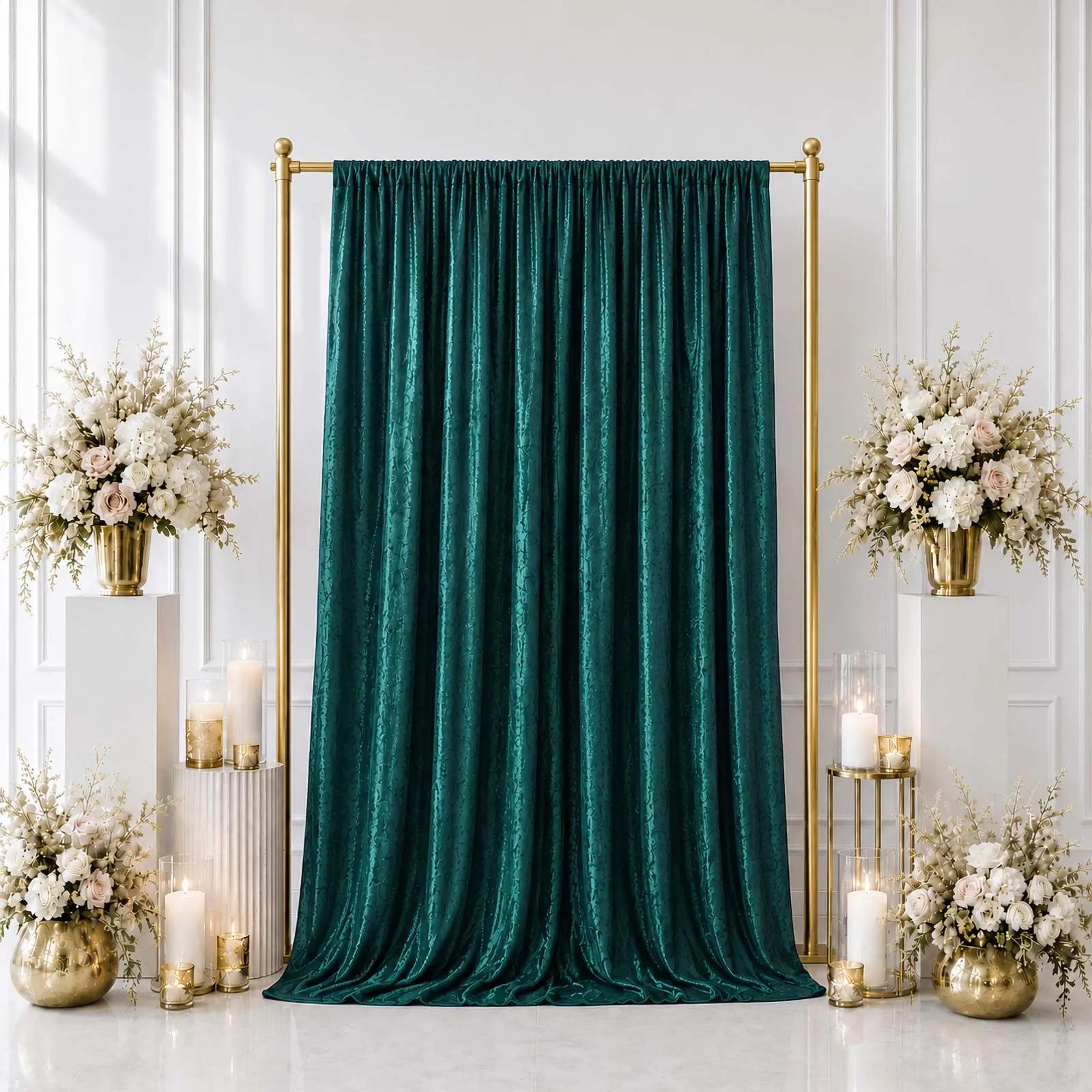 5ft x 10ft Premium Crushed Velvet Backdrop Curtain Hunter Emerald Green – Event Drape Panel & Photo Booth Background with Rod Pocket, 70% Blackout