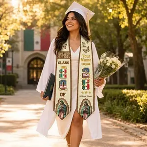 Mexican Flag Stole Graduation 2026 Custom, Personalized School Name Sash, Senior
