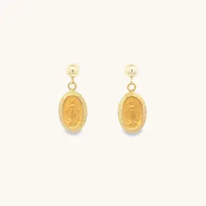 SOLID 14K YELLOW GOLD MIRACULOUS EARRINGS