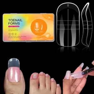 GELLAKTIK Toe Dual Forms for Poly Gel, 150PCS French Nail Forms for Toes, 15 Sizes Clear Poly Gel Toenails Molds for DIY Pedi Toenail Extension Kit for Salon-Quality Manicures at Home