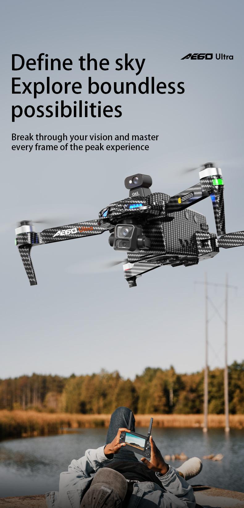 GPS Drone with Payload Drop (≤1.1lb), 4K Dual Camera, 3-Axis Gimbal, 7.2'' Screen Controller, 360° Obstacle Avoidance, 45Min Flight Time, Brushless Motor, Optical Flow, Foldable RC Quadcopter with 2 Batteries & Carry Case for Adults & Beginners