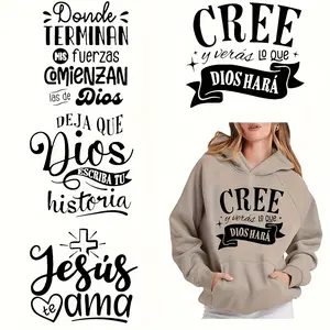 6pcs/set Spanish Quotes DTF Transfers Stickers Washable Material Heat Transfer Use Designs Ready Press Decals Plastisol Patch for DIY Clothing T-Shirt Mask Jeans Backpack