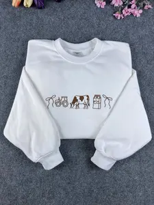 Farm girl aesthetic dairy farm cow Icon crewneck| Country farm cow sweatshirt | Embroidered Sweatshirt | gifts for farm girls
