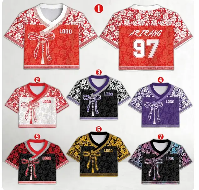 Custom Kpop Music Word Tour Jersey, Kpop Merch for Fan, Personalized World Tour Crop-top Hanbok Style Mesh Jersey, 2026 Concert Outfit for Army