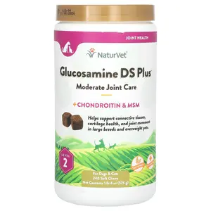 NaturVet Glucosamine DS Plus, Moderate Joint Care Plus Chondroitin & MSM, For Dogs & Cats, Level 2, 240 Soft Chews, 1 lb 4 oz (576 g)