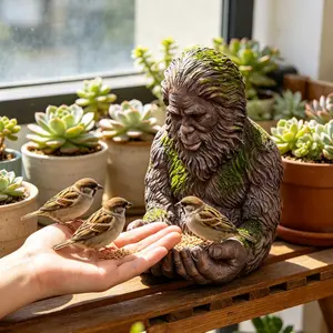 Outdoor Big Foot Bird Feeder Hand Painted Garden Sculpture & Wild Bird Feeder Large Capacity with Hidden Hook Unique Gift for Bird Lovers Dad Family Garden Yard Decor